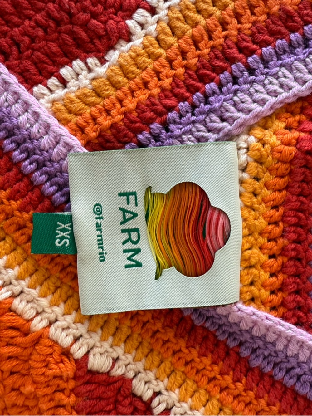 FARM Rio Crochet Wrap Mini Dress in Orange, Pink & Red Stripes - Picture 5 of 5
